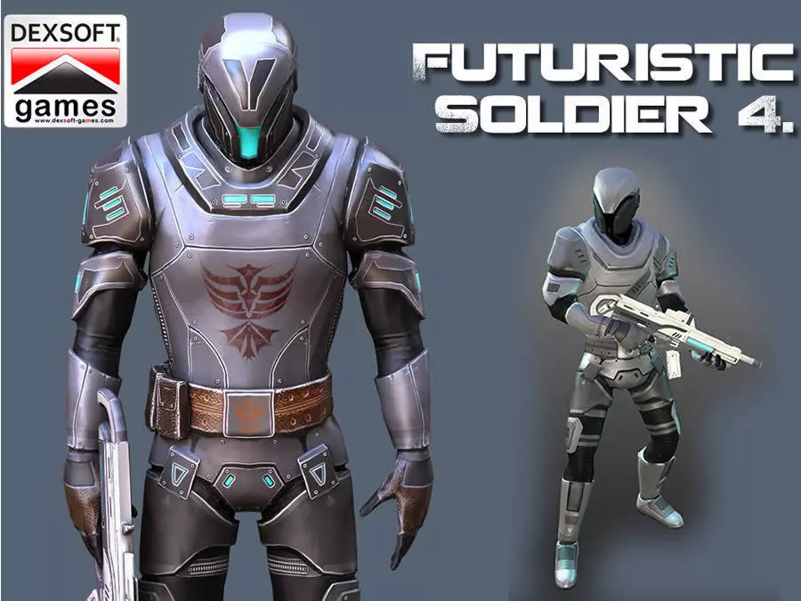 Futuristic Soldier 2 Low-poly 3D model_0