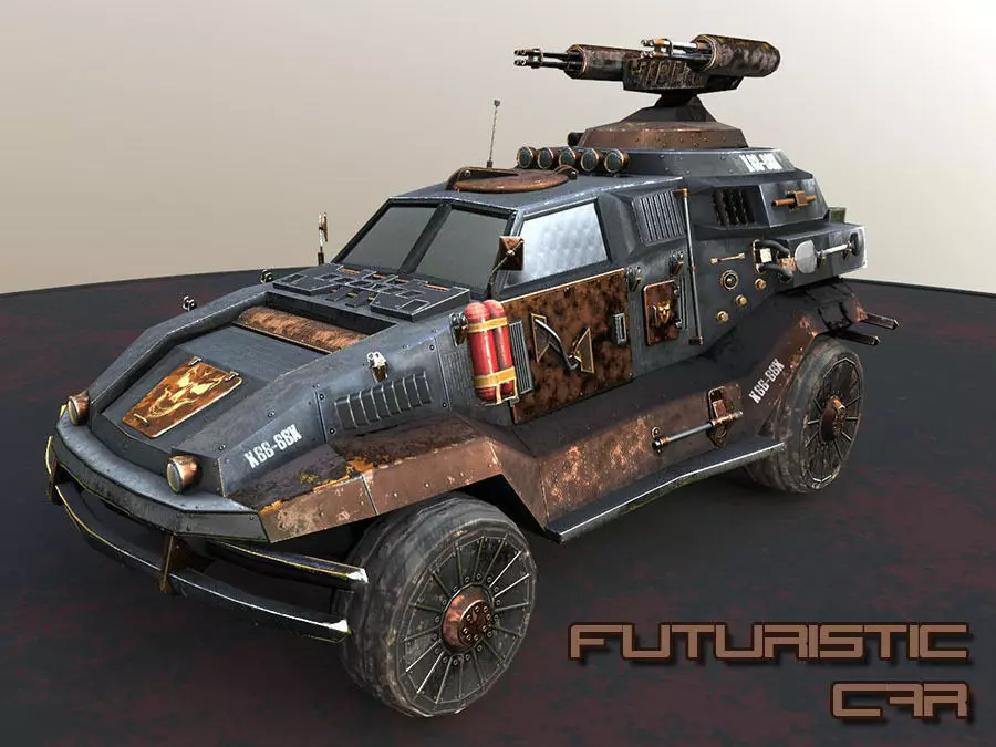 Futuristic car Low-poly 3D model_4