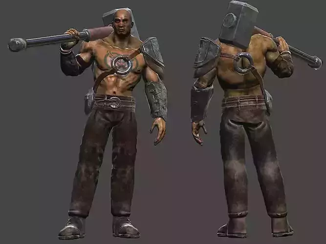Hammer Warrior Low-poly 3D model