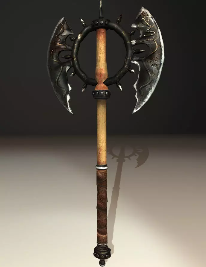 Medieval Axe Low-poly 3D model_0