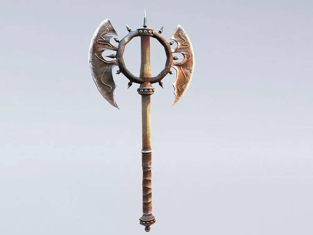 Medieval Axe Low-poly 3D model_4