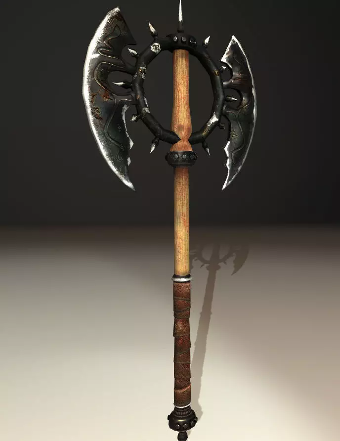 Medieval Axe Low-poly 3D model_3