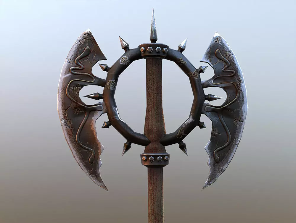 Medieval Axe Low-poly 3D model_7