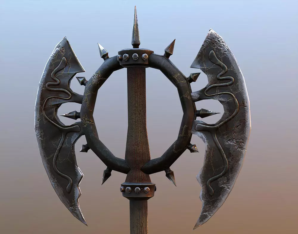 Medieval Axe Low-poly 3D model_6