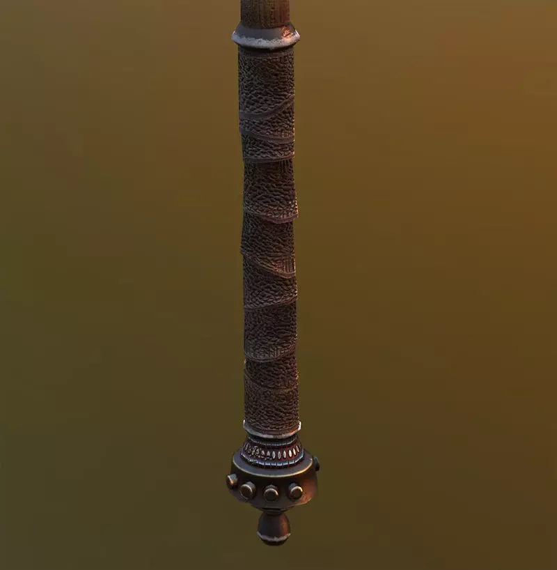 Medieval Axe Low-poly 3D model_5