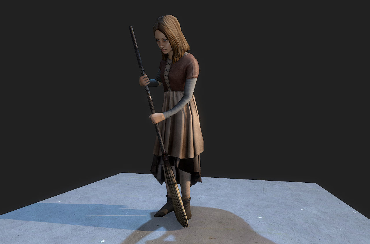 Medieval Girl Low-poly 3D model_5
