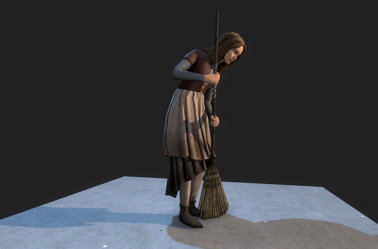 Medieval Girl Low-poly 3D model_1