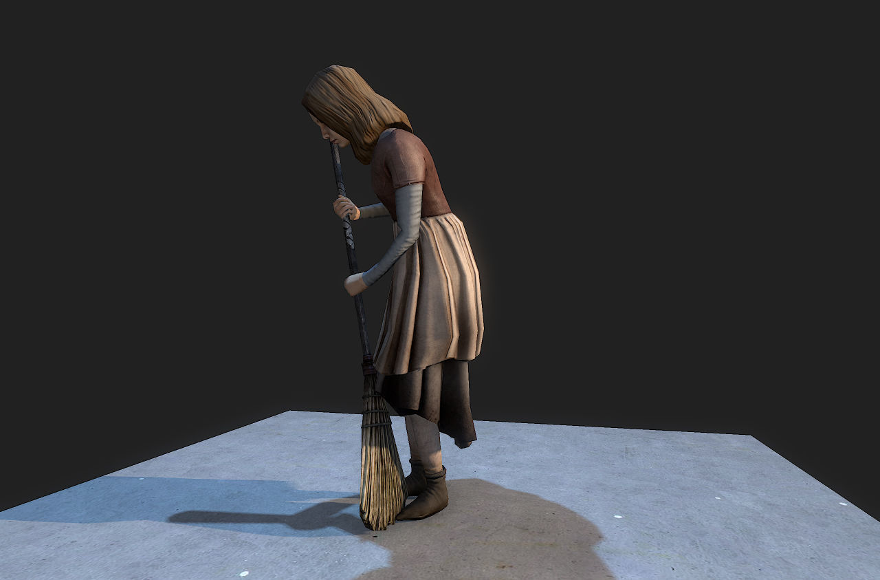 Medieval Girl Low-poly 3D model_4
