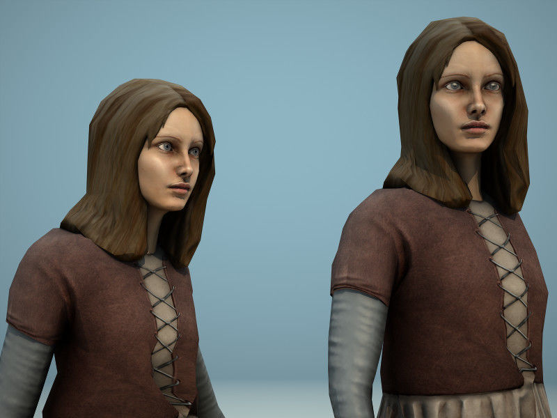 Medieval Girl Low-poly 3D model_3