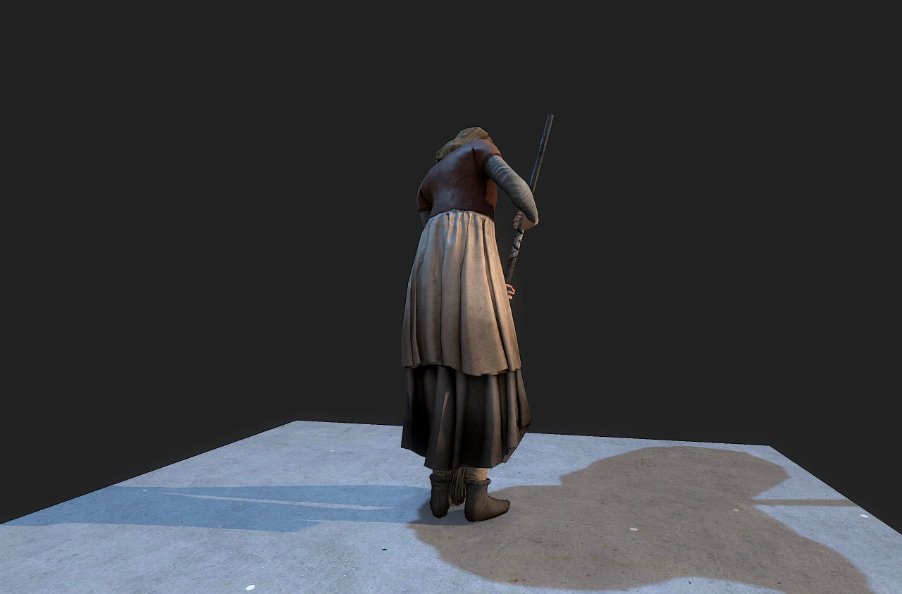 Medieval Girl Low-poly 3D model_7