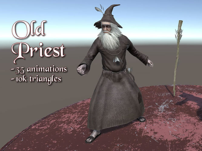 Old Priest Low-poly 3D model