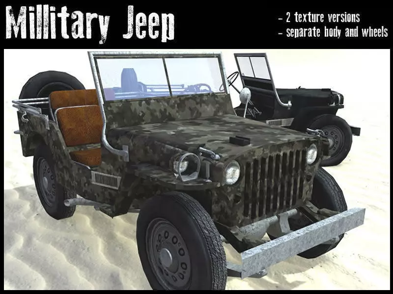 Military Jeep Low-poly 3D model