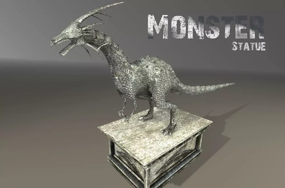 Monster Statue Low-poly 3D model_4