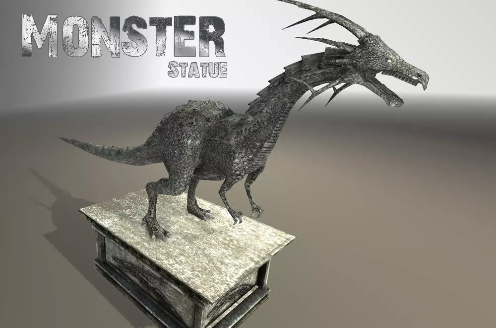 Monster Statue Low-poly 3D model_1