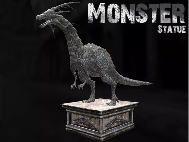 Monster Statue Low-poly 3D model_0