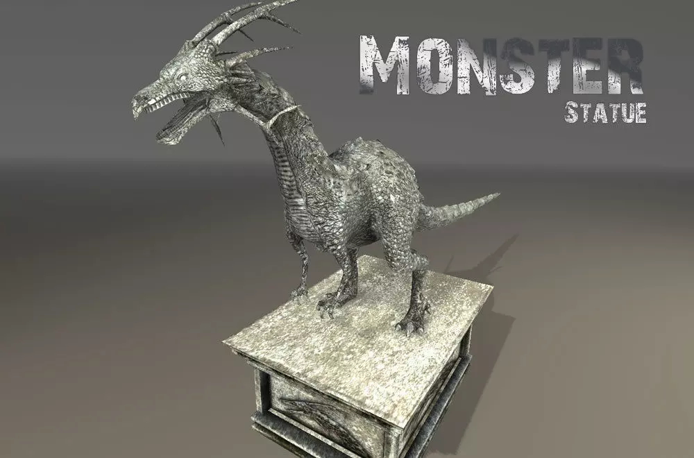 Monster Statue Low-poly 3D model_2