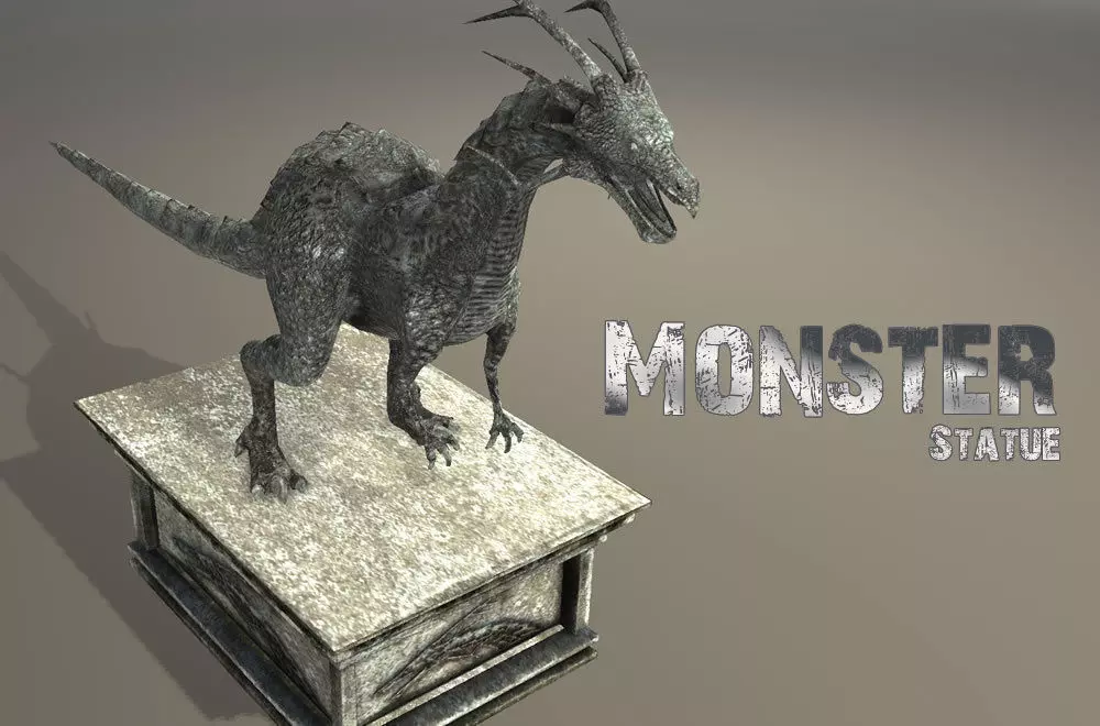 Monster Statue Low-poly 3D model_3