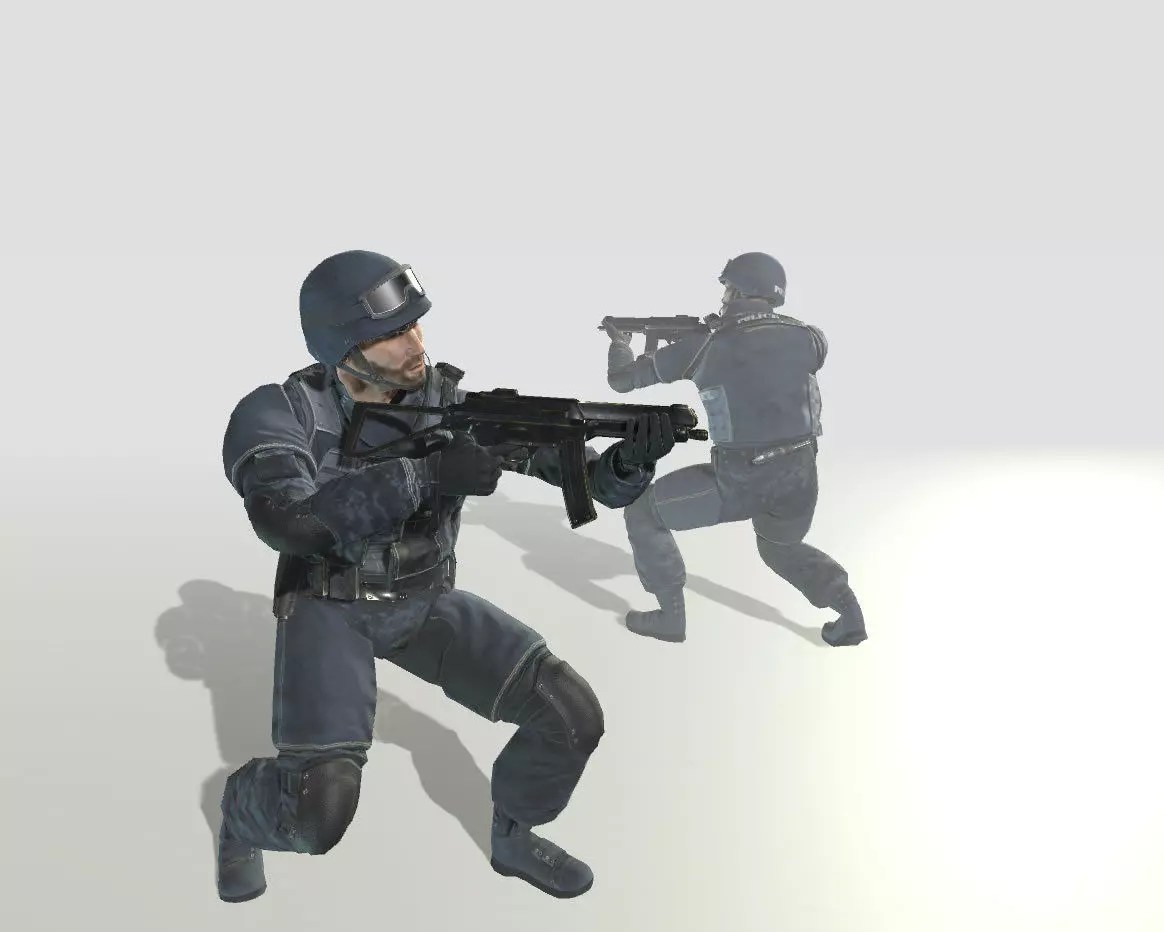 Policeman two police officers holding guns Low-poly 3D model_9