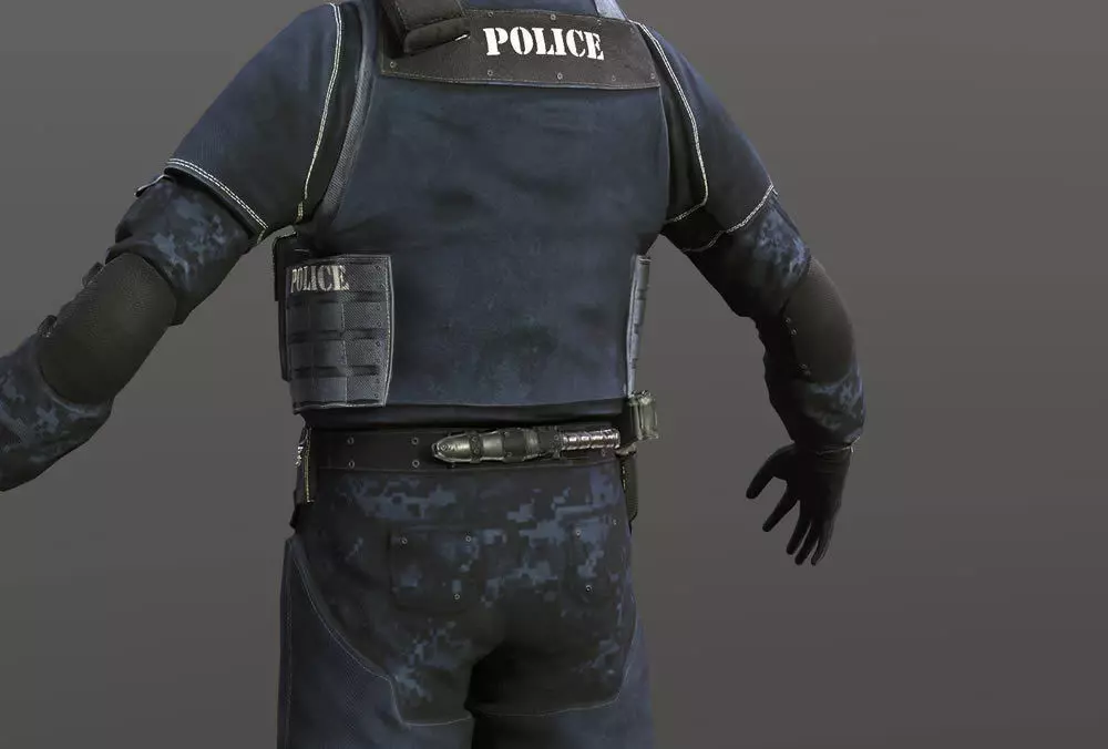 Policeman two police officers holding guns Low-poly 3D model_7