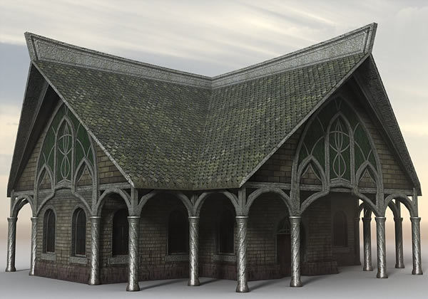 Elven Houses 1 Low-poly 3D model_3