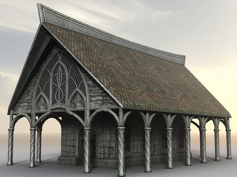 Elven Houses 1 Low-poly 3D model_1