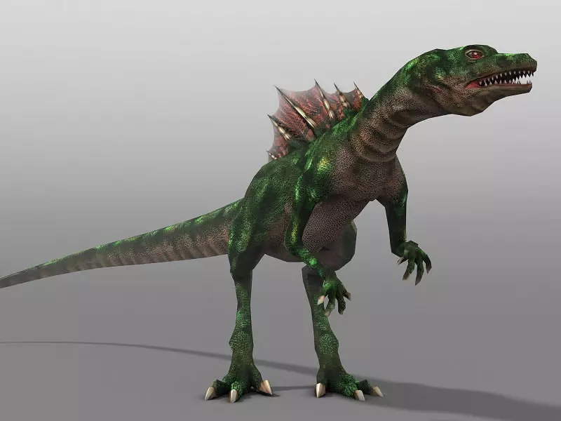 Raptor two dinosaurs Low-poly 3D model_1