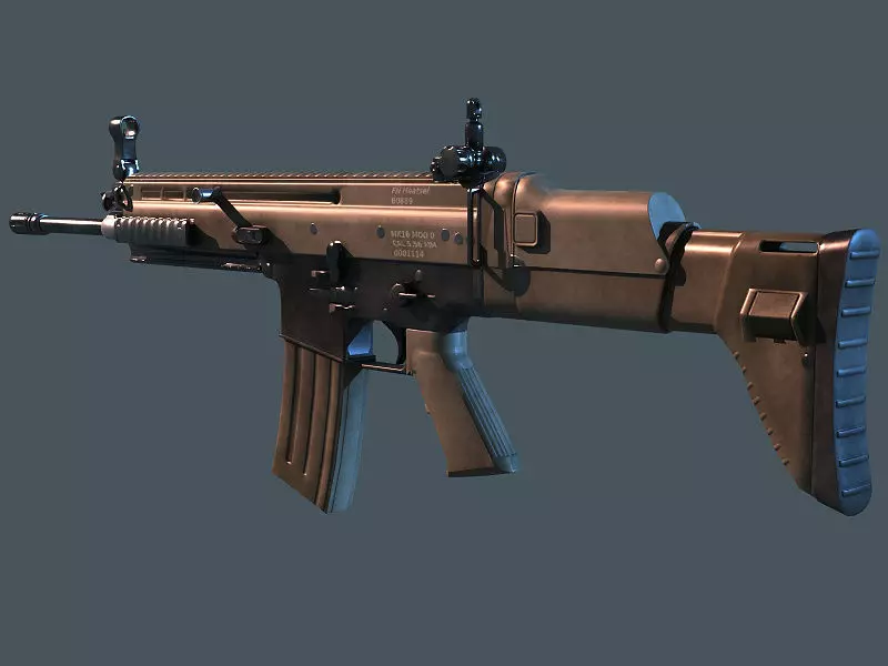 Rifle SCAR M16 Low-poly 3D model_1