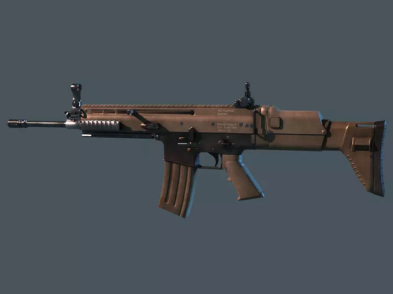 Rifle SCAR M16 Low-poly 3D model_3