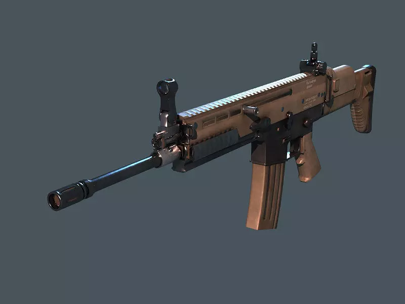 Rifle SCAR M16 Low-poly 3D model_0