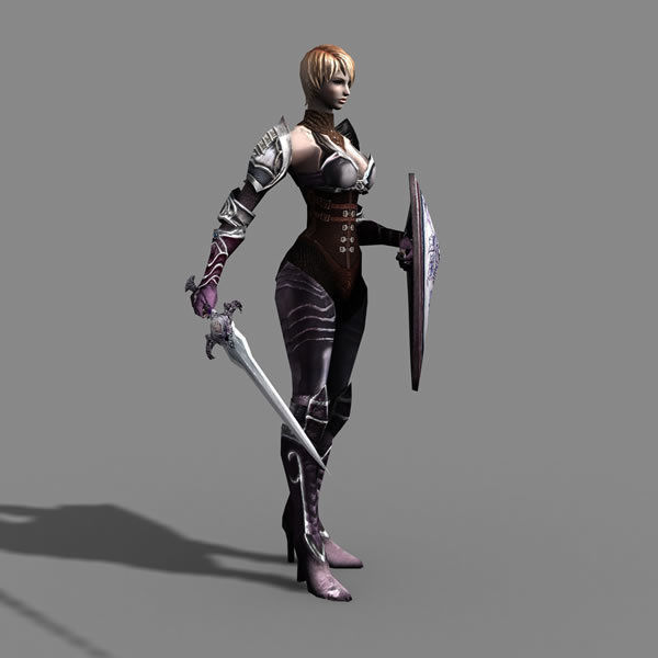 Royal Female Warrior Low-poly 3D model_4