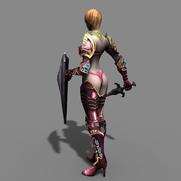Royal Female Warrior Low-poly 3D model_2
