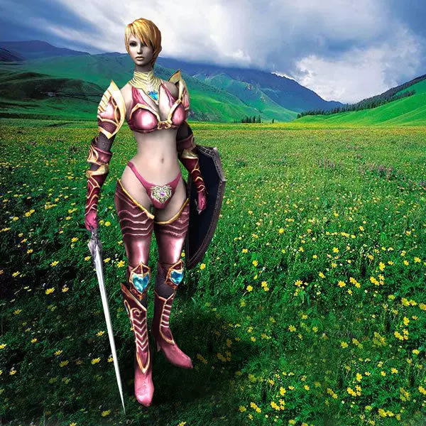 Royal Female Warrior Low-poly 3D model_0