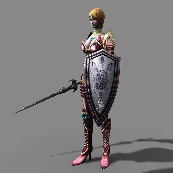 Royal Female Warrior Low-poly 3D model_5