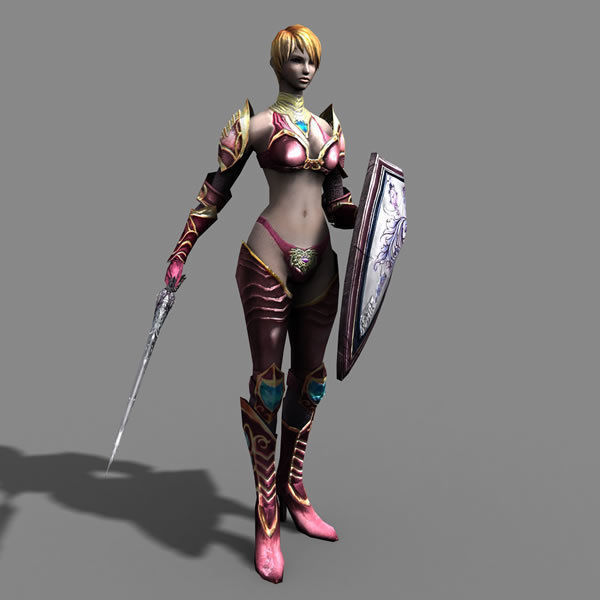 Royal Female Warrior Low-poly 3D model_6