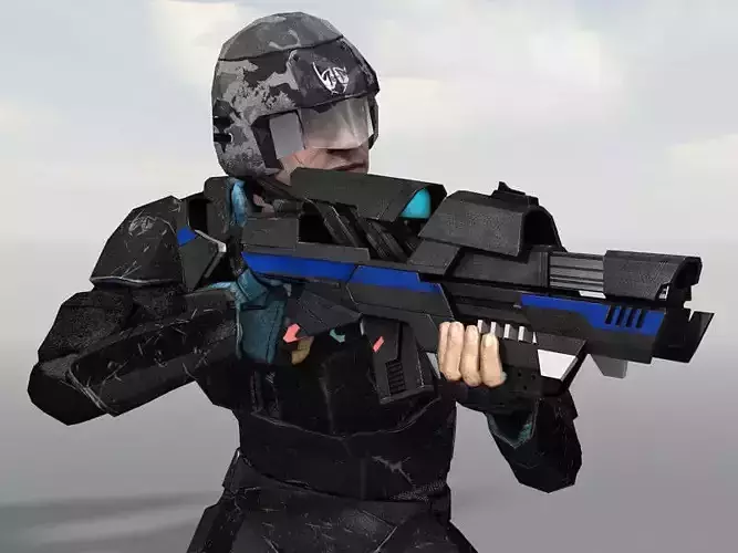 SFSoldier man in space suit holding gun