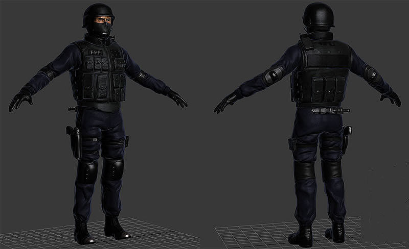 SWAT Policeman Low-poly 3D model_8