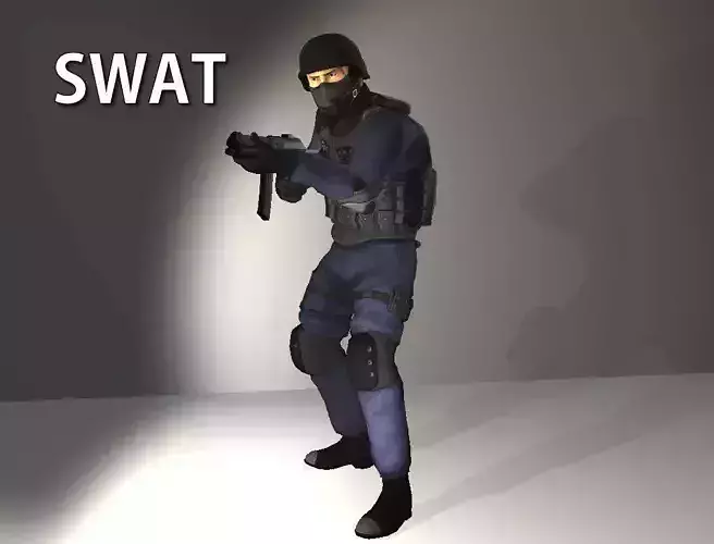 SWAT Policeman Low-poly 3D model
