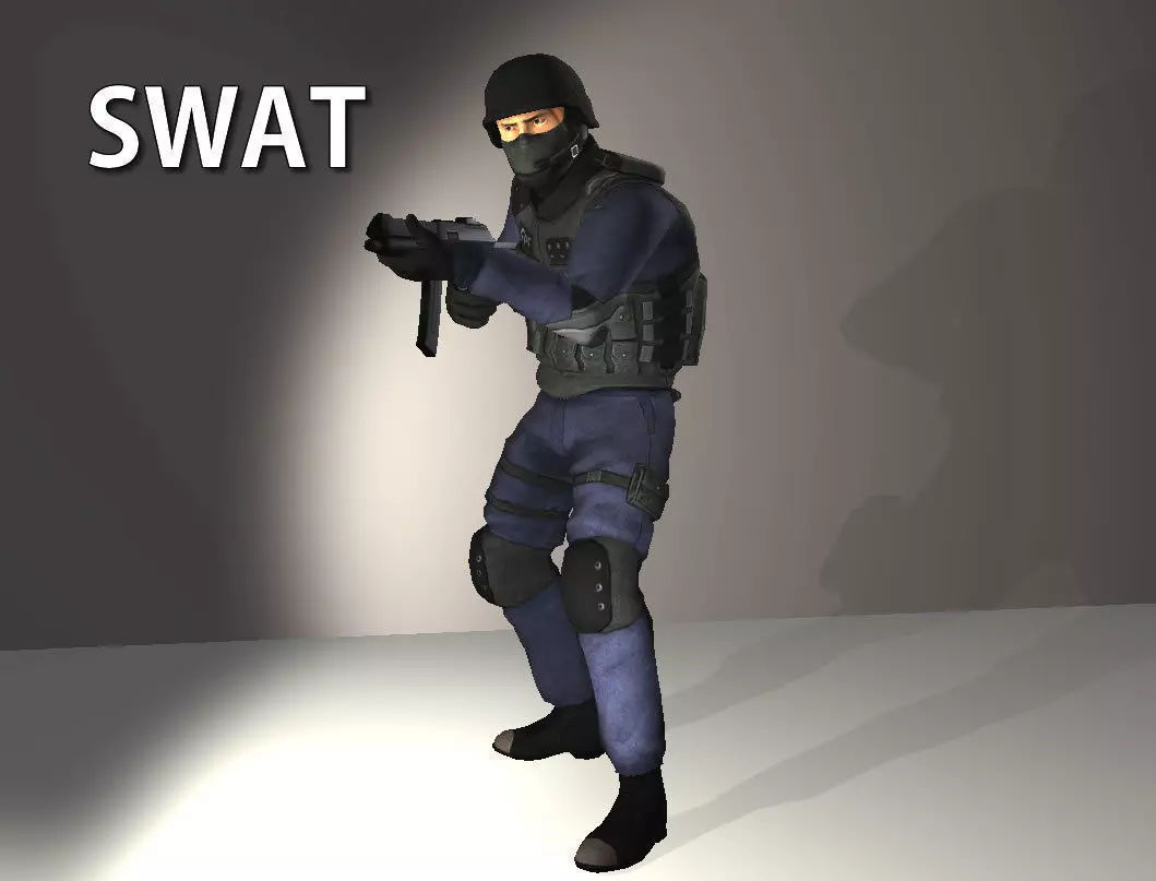 SWAT Policeman Low-poly 3D model_0