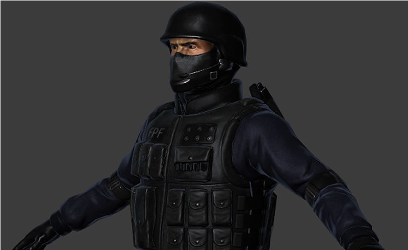 SWAT Policeman Low-poly 3D model_4