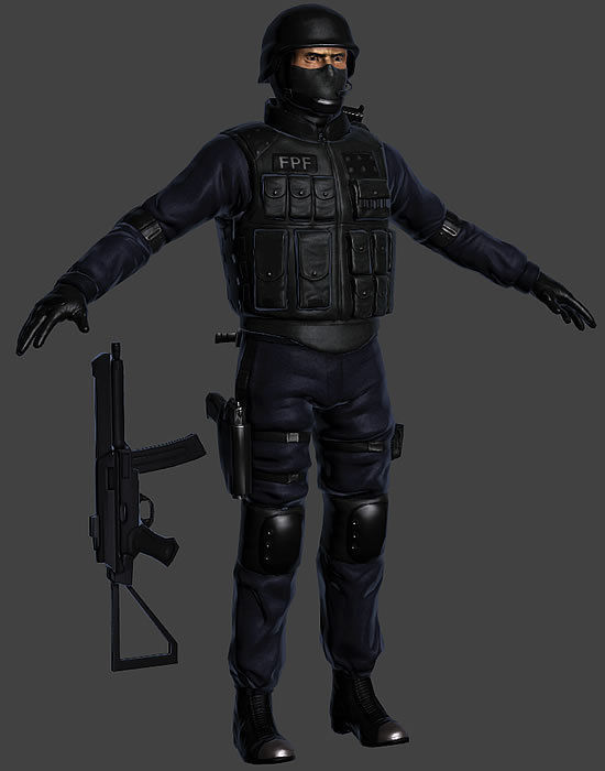 SWAT Policeman Low-poly 3D model_3