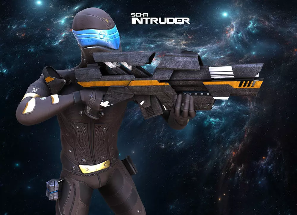 SciFi Intruder Low-poly 3D model_3