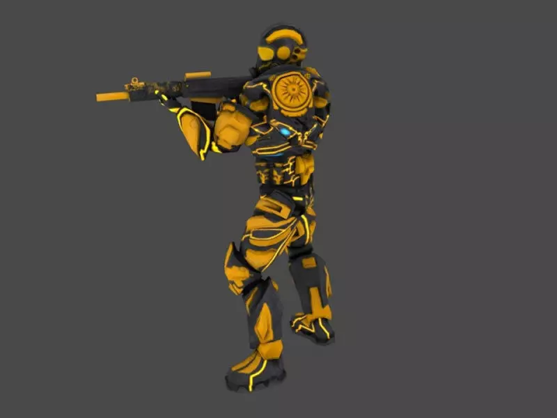 Tech Trooper Low-poly 3D model_4