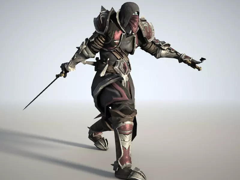 Thief 2 character in armor and holding sword Low-poly 3D model_1
