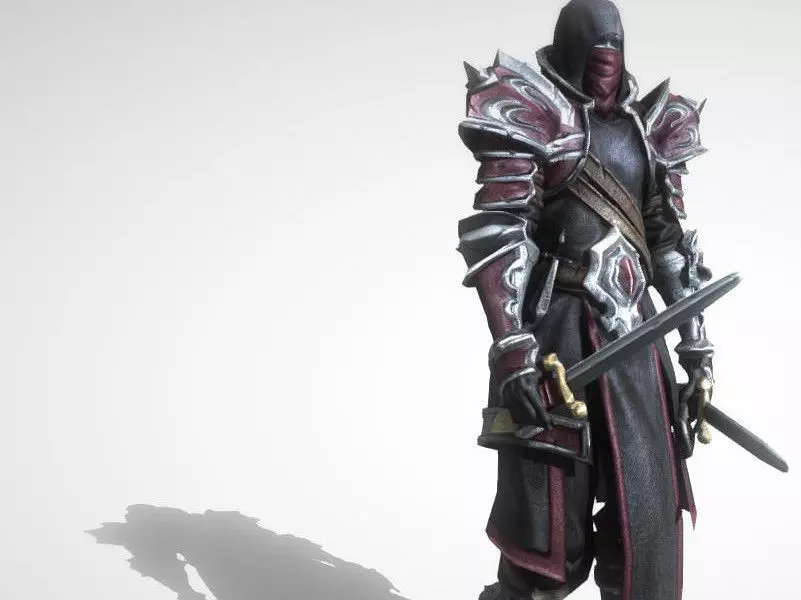 Thief 2 character in armor and holding sword Low-poly 3D model_2