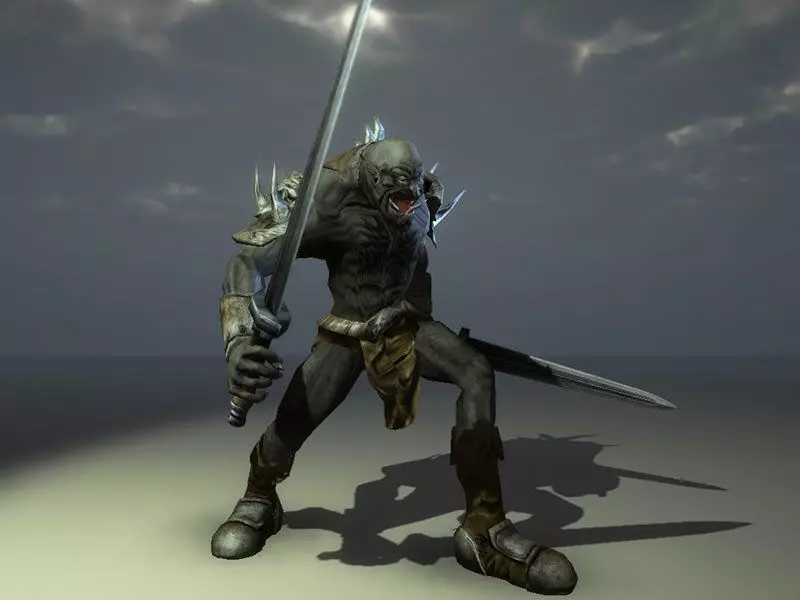 Troll 2 demon holding sword Low-poly 3D model_0