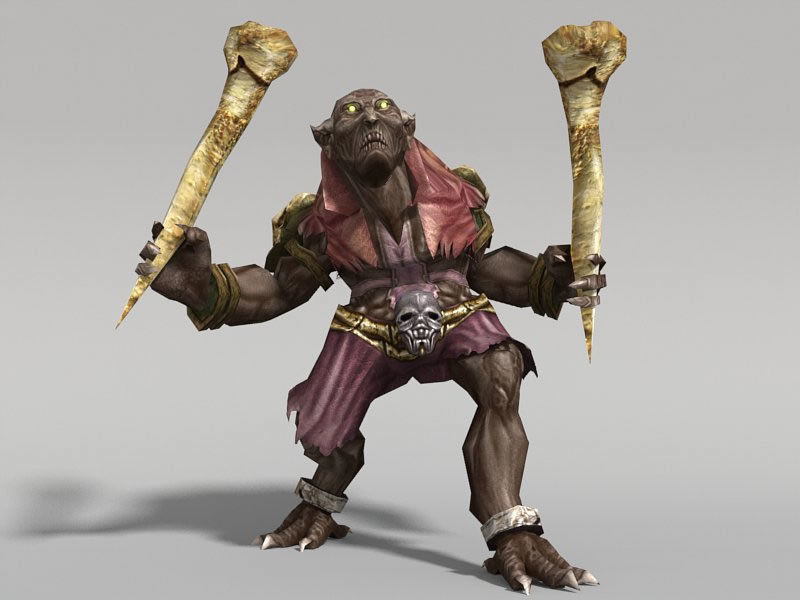 Troll creature holding sword Low-poly 3D model_1