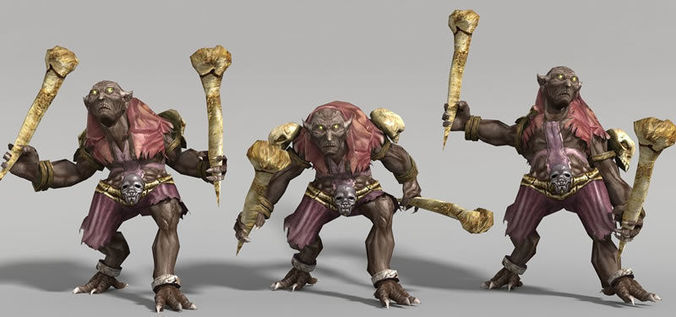 Troll creature holding sword Low-poly 3D model