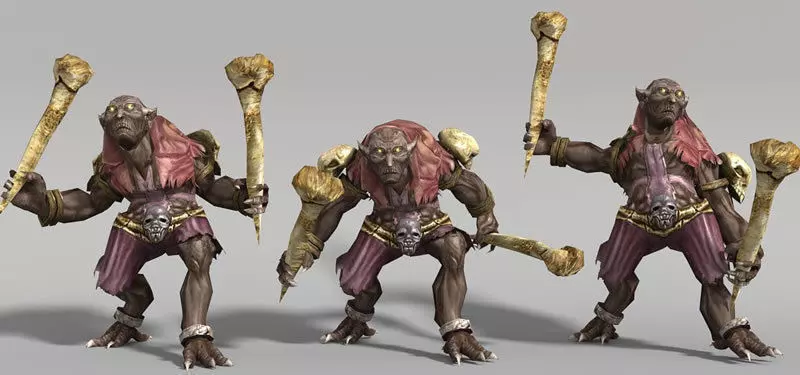 Troll creature holding sword Low-poly 3D model_0