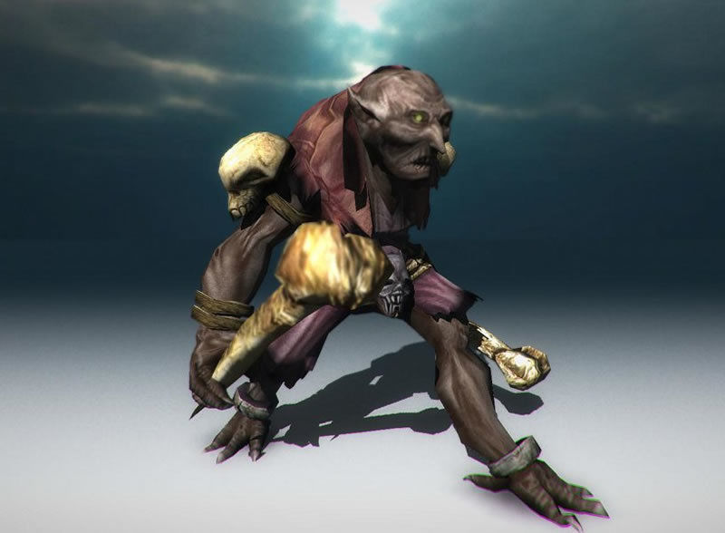 Troll creature holding sword Low-poly 3D model_3