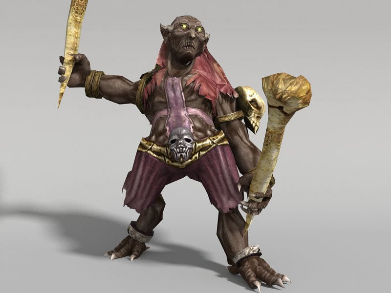 Troll creature holding sword Low-poly 3D model_6